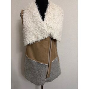 Anthropologie Saturday Sunday Sherpa Full Zip‎ Moto Vest Small Zippers